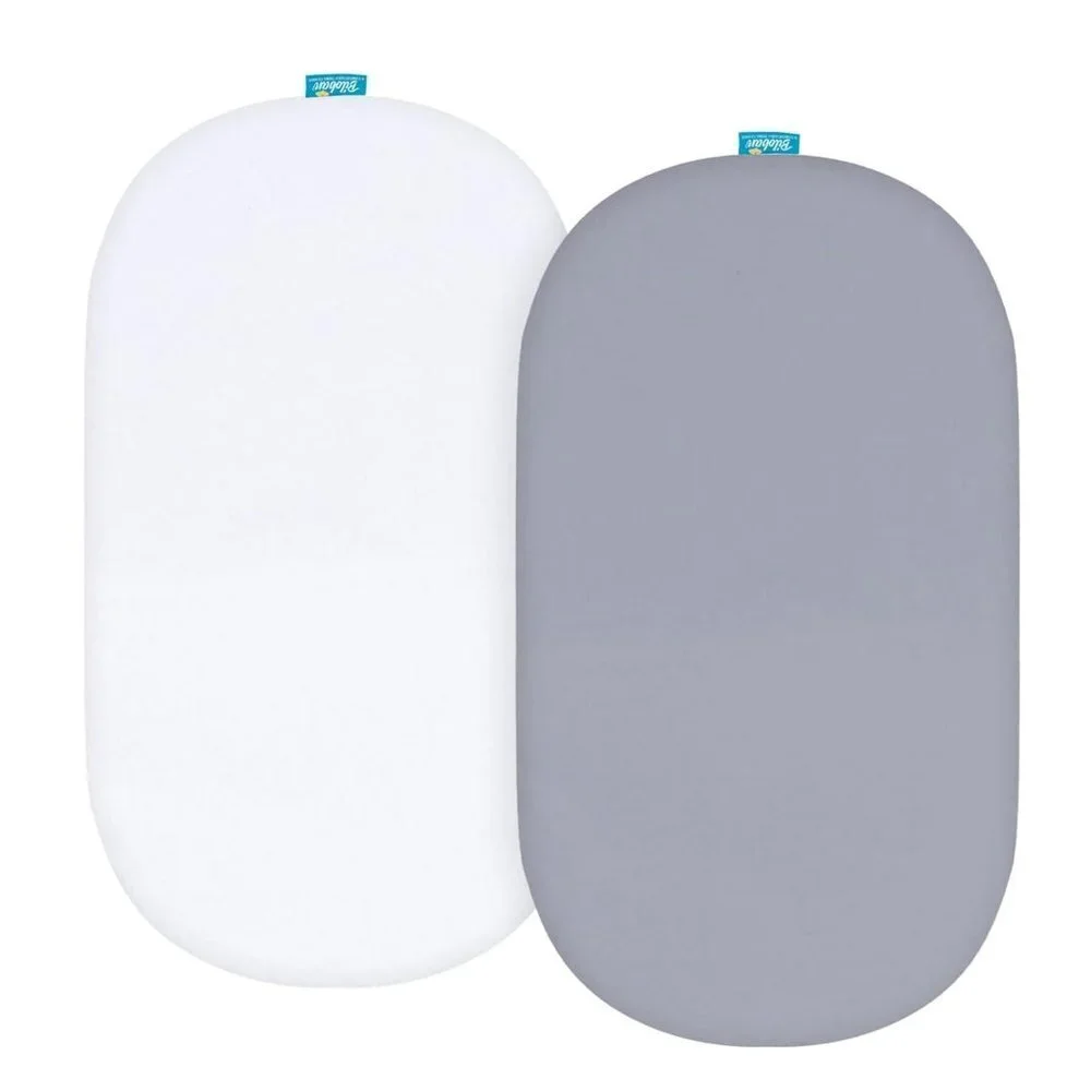 White and Gray 2ct Fitted Bassinet Sheets